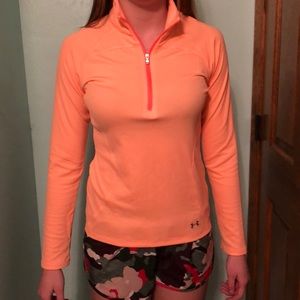 Neon orange Under Armor quarter zip workout jacket